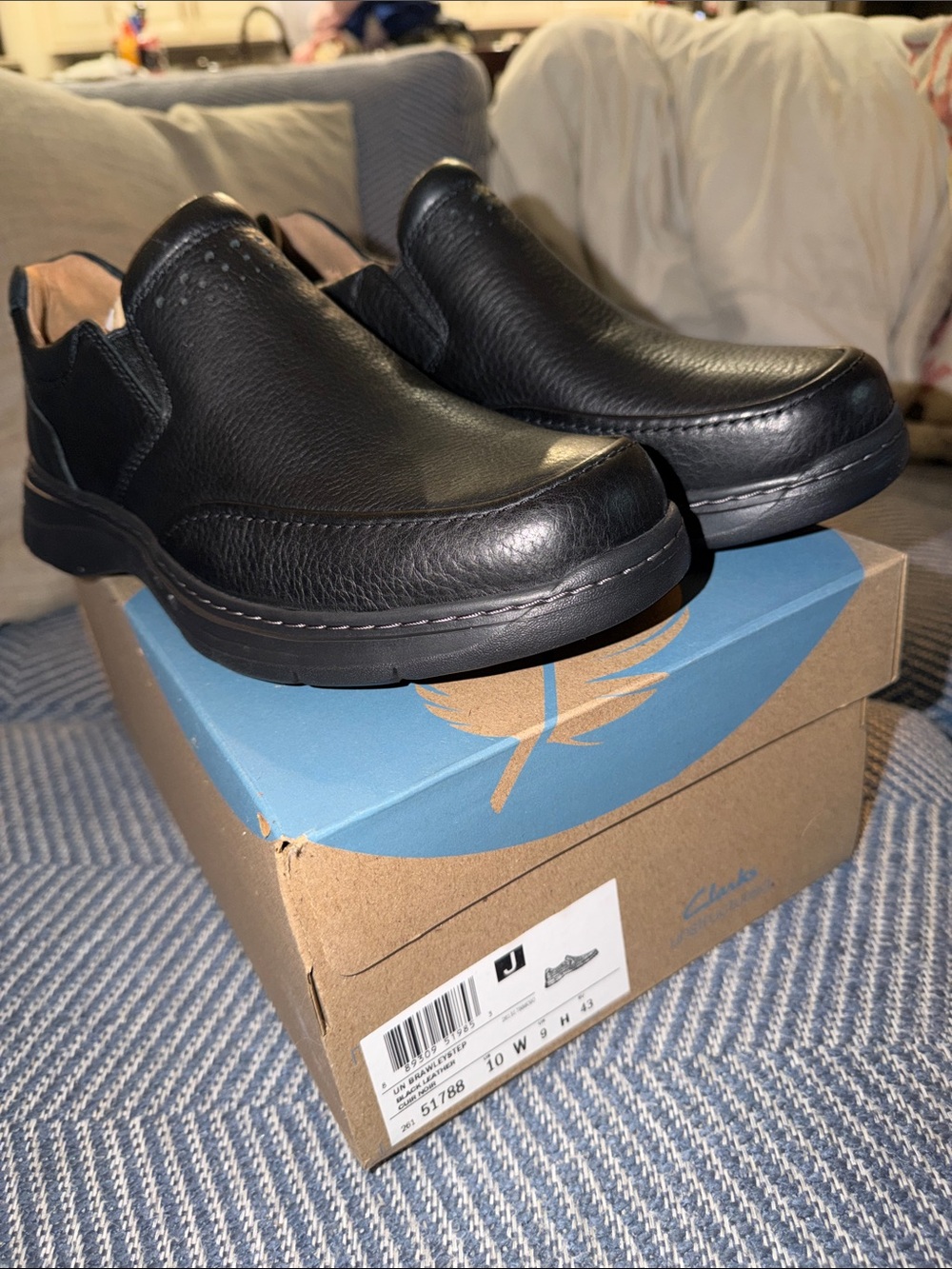 Clarks Black Slip-On Leather Loafers